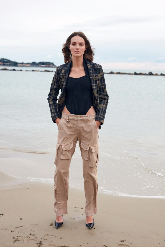 Picture 1 of Women’s cargo trousers in gabardine limited edition logo colour biscuit Mason’s Victoria Snake model 