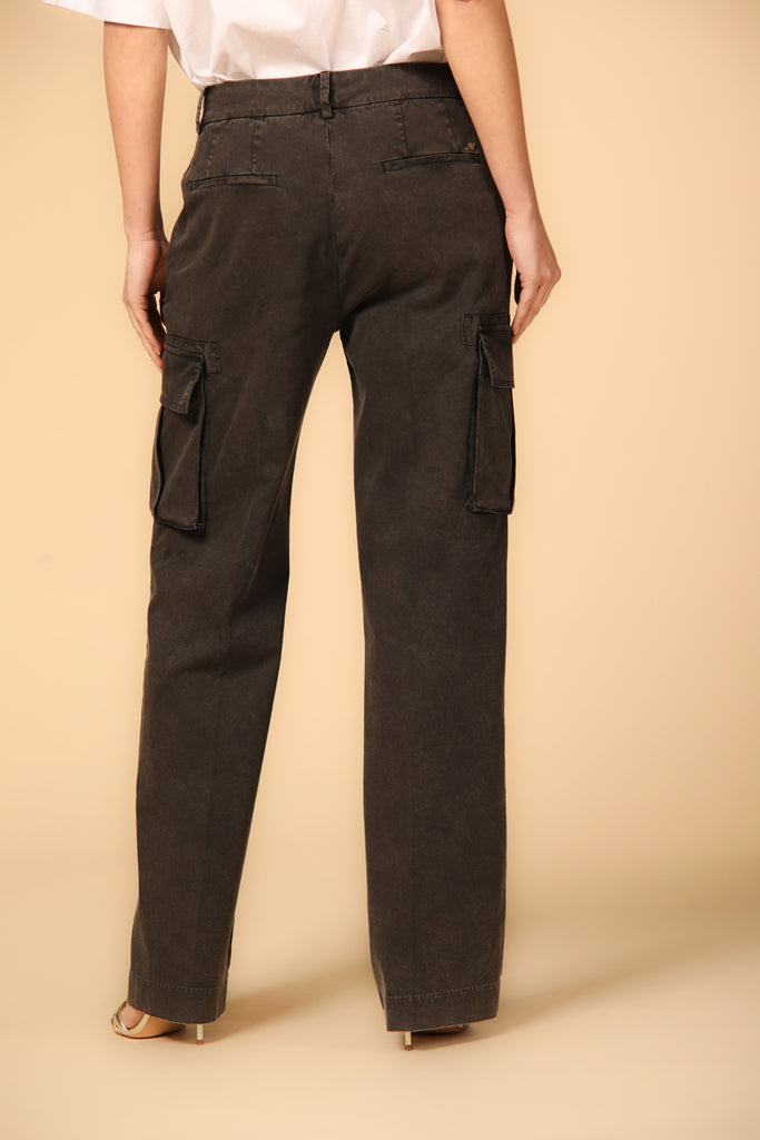 Image 5 of women's cargo pants, Victoria model, in Mason's black with a straight fit