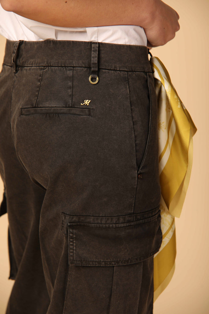 Image 4 of women's cargo pants, Victoria model, in Mason's black with a straight fit