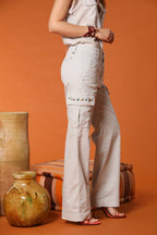 Victoria Pantalon Cargo femme en Gabardine straight fit