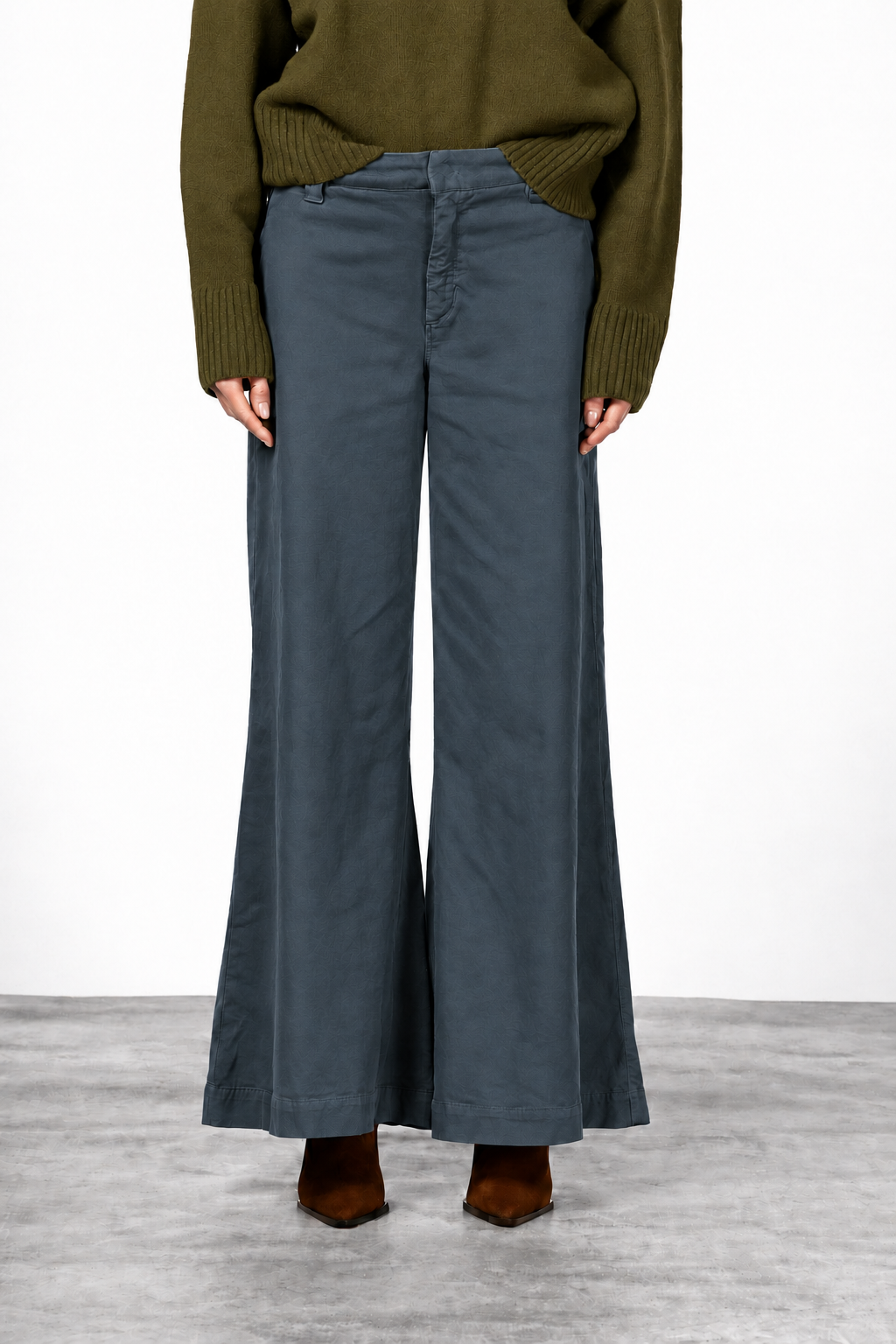 New York Palazzo pantalone chino donna in gabardina wide leg
