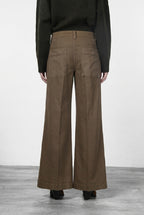 New York Palazzo pantalone chino donna in gabardina wide leg