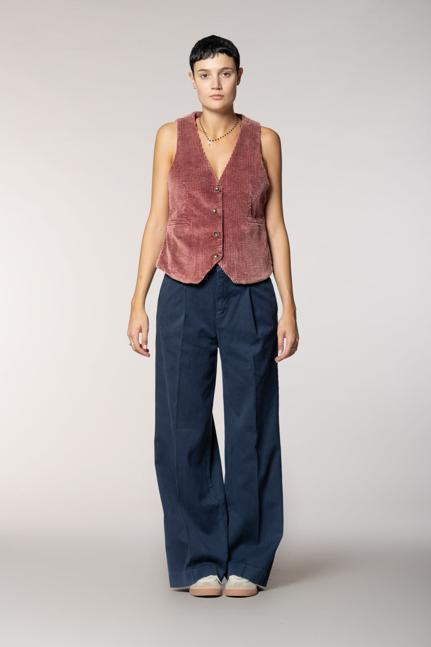 Ny Wide Pinces Damen-Chinohose aus Baumwolle-Kaschmir wide leg