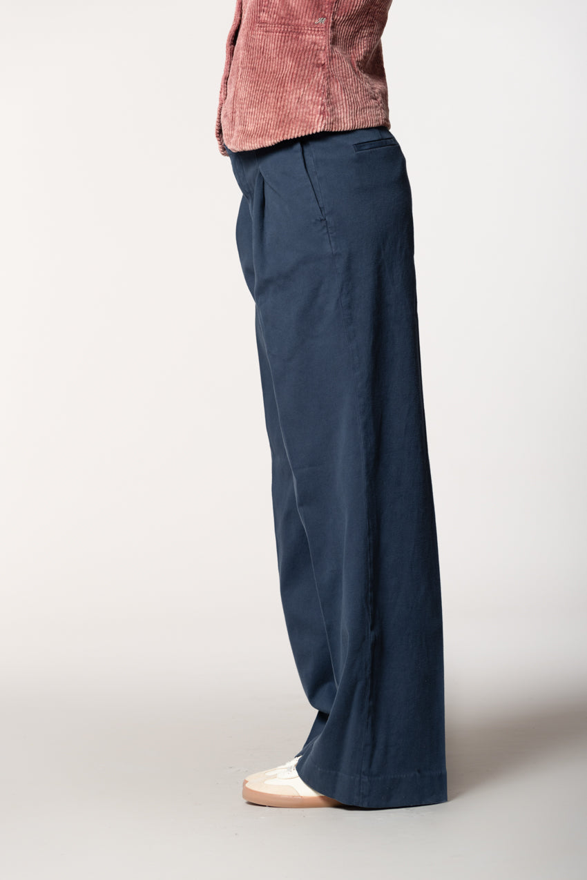 Ny Wide Pinces Damen-Chinohose aus Baumwolle-Kaschmir wide leg