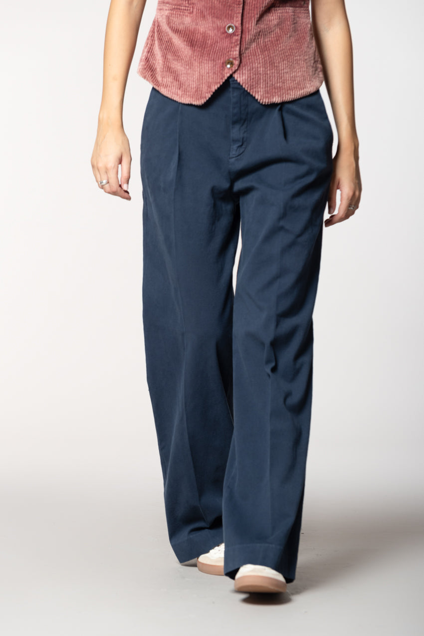 Ny Wide Pinces Damen-Chinohose aus Baumwolle-Kaschmir wide leg