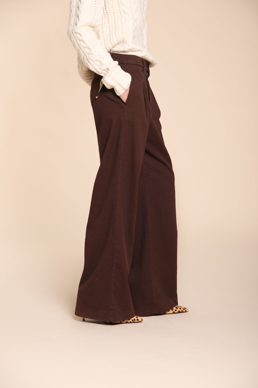 Foto 3 Ny Wide Pinces pantalone chino donna in cotone cashmere wide leg fit