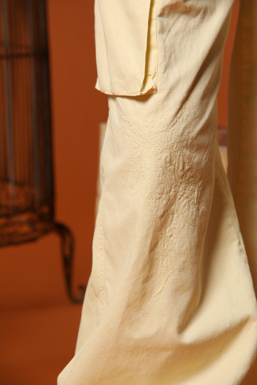 Francis Damen Cargo Jogger Hose aus Baumwoll-Leinen Twill Wide Leg