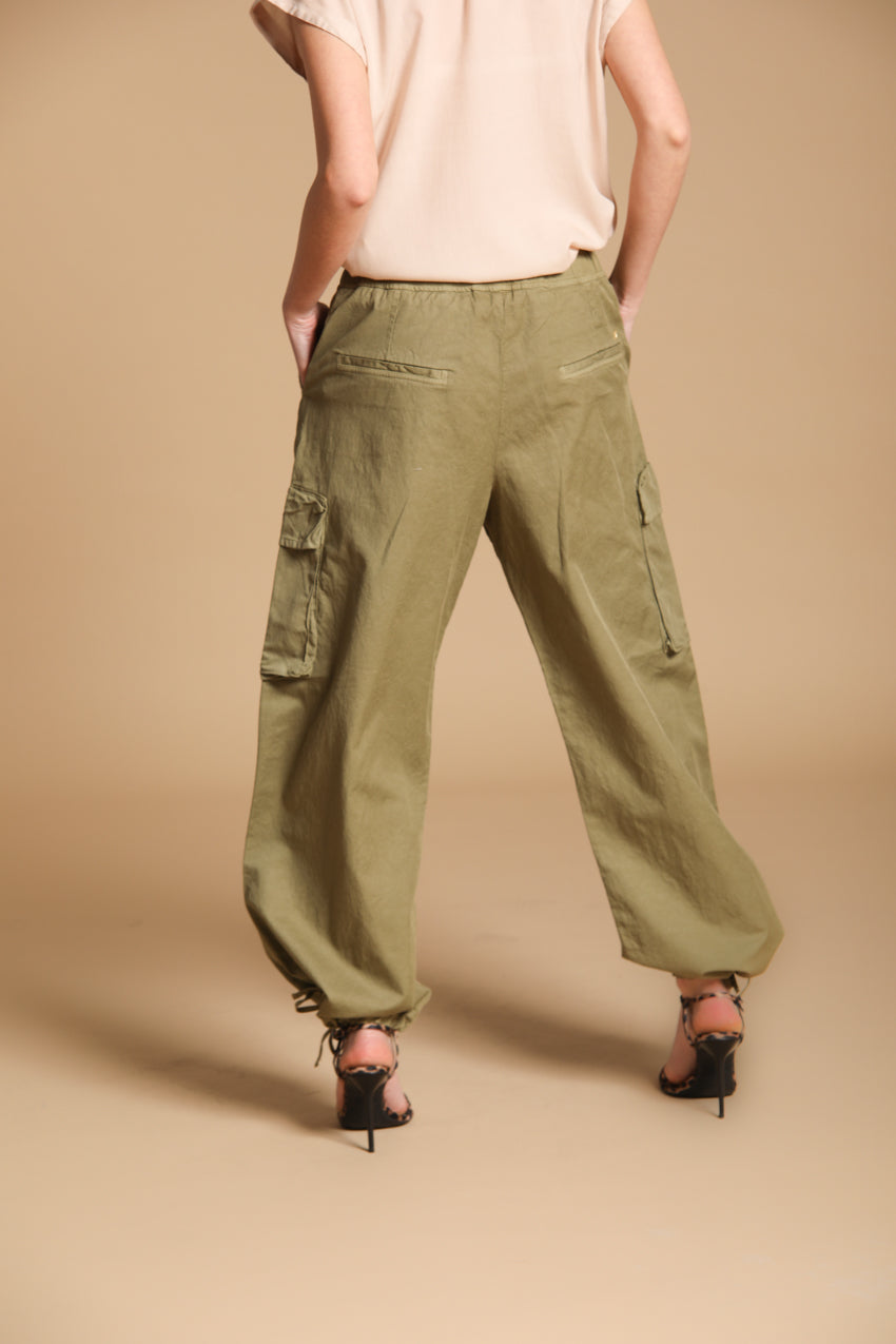 Francis Damen Cargo Jogger Hose aus Baumwoll-Leinen Twill Wide Leg 