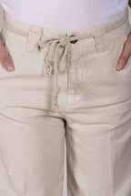 New York Studio women's chino pants in cotton and linen twill straight fit