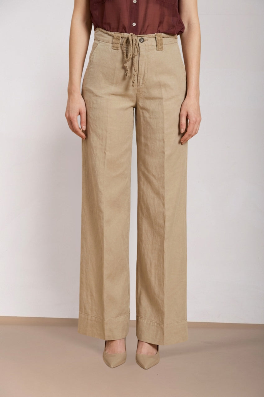 New York Studio women's chino pants in cotton and linen twill straight fit