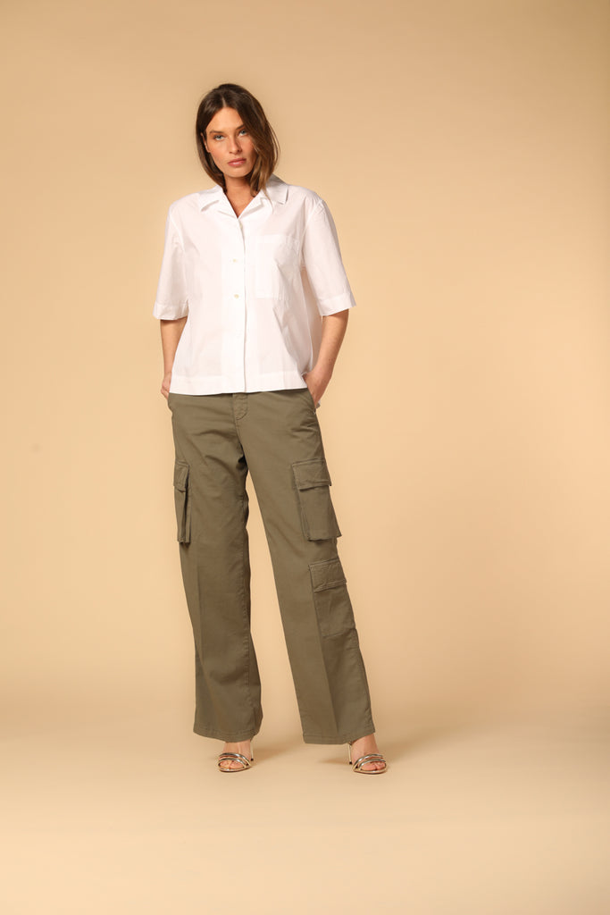 Image 2 of women's cargo pants, Havana model, in military green with a relaxed fit by Mason's