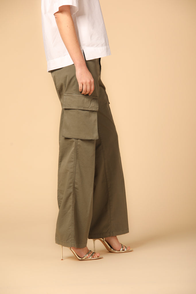 Image 5 of women's cargo pants, Havana model, in military green with a relaxed fit by Mason's