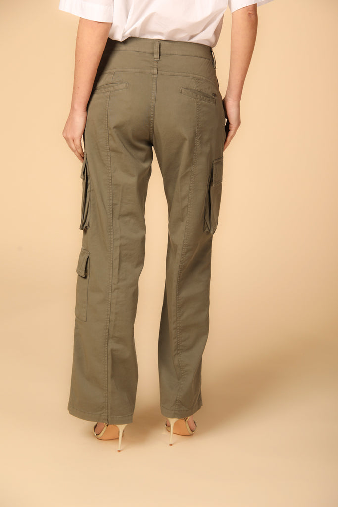 Image 8 of women's cargo pants, Havana model, in military green with a relaxed fit by Mason's