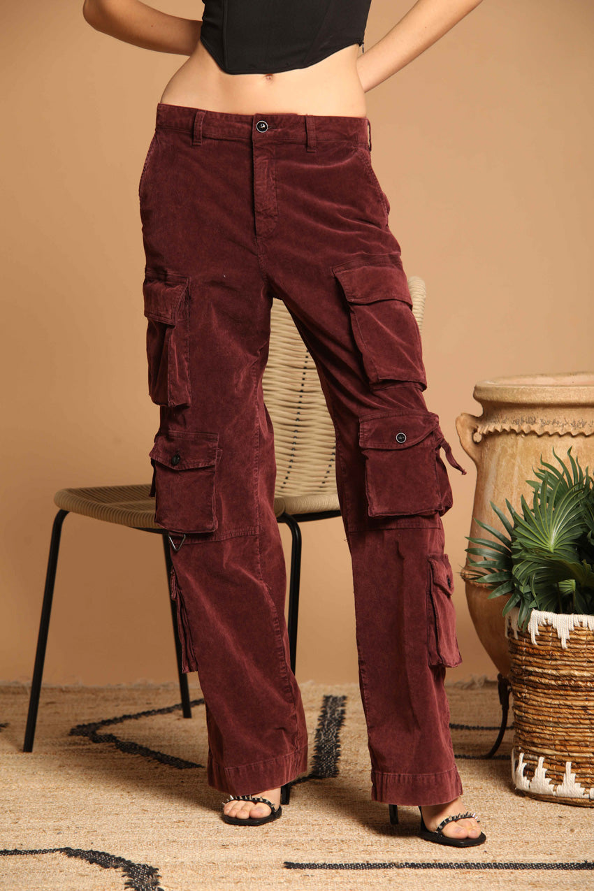 Neu Hunter Damen-Cargohose aus Samt mit 1000-Streifen straight Fit ①