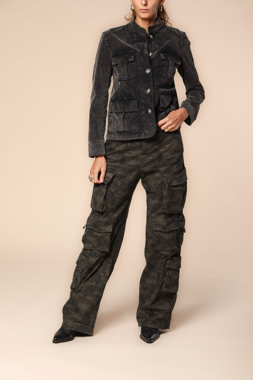 New Hunter Damen Cargo-hose aus satin mit Camouflage-muster straight Fit ①