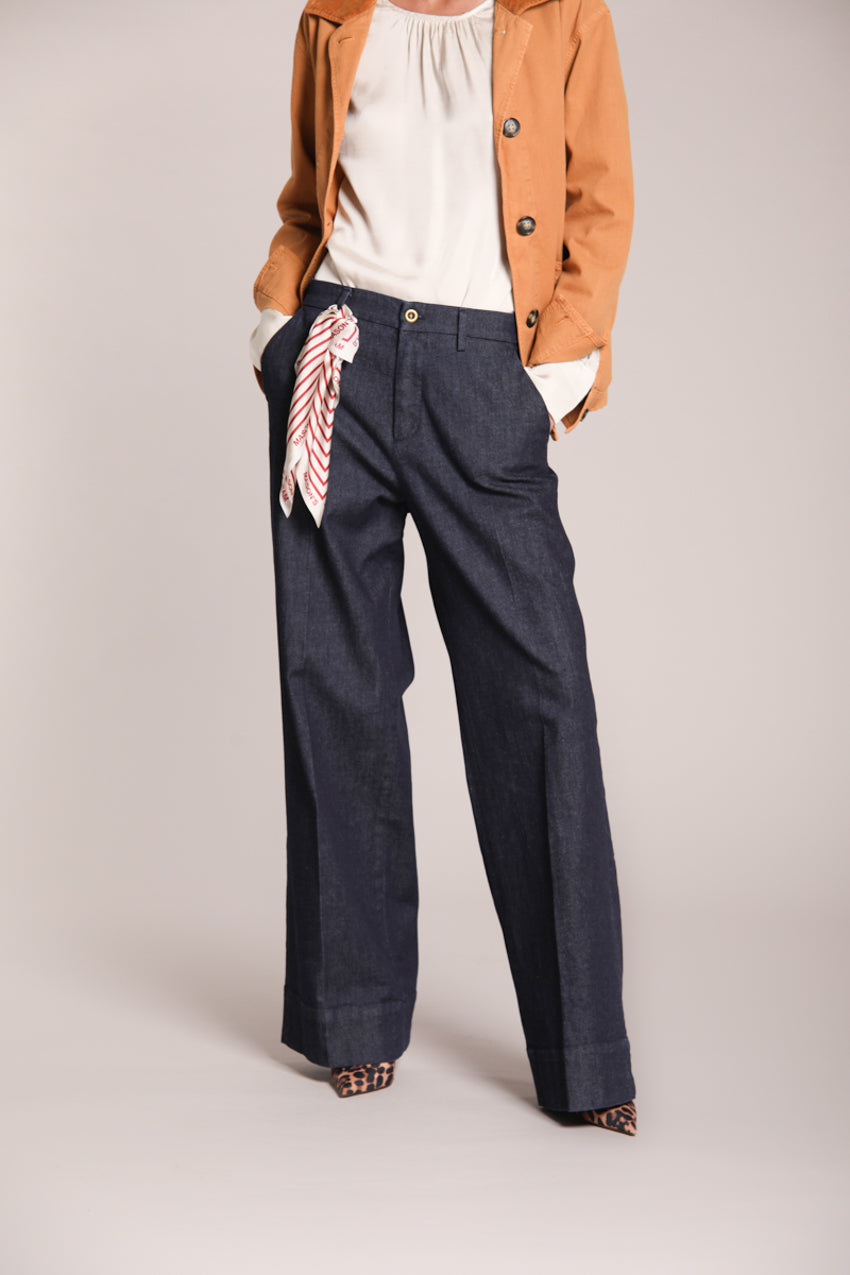 Foto 1 New York Studio pantalone cargo donna in denim stretch wide leg