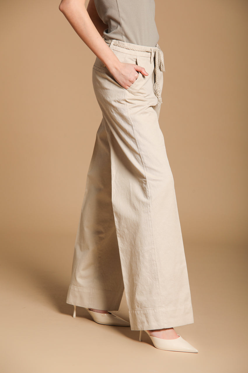 New York Studio women's Chino pants in cotton-linen twill Wide Leg