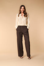 New York Studio women's Chino pants in cotton-linen twill Wide Leg