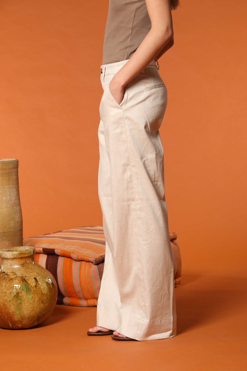 New York Studio women's Chino pants in cotton-linen twill Wide Leg