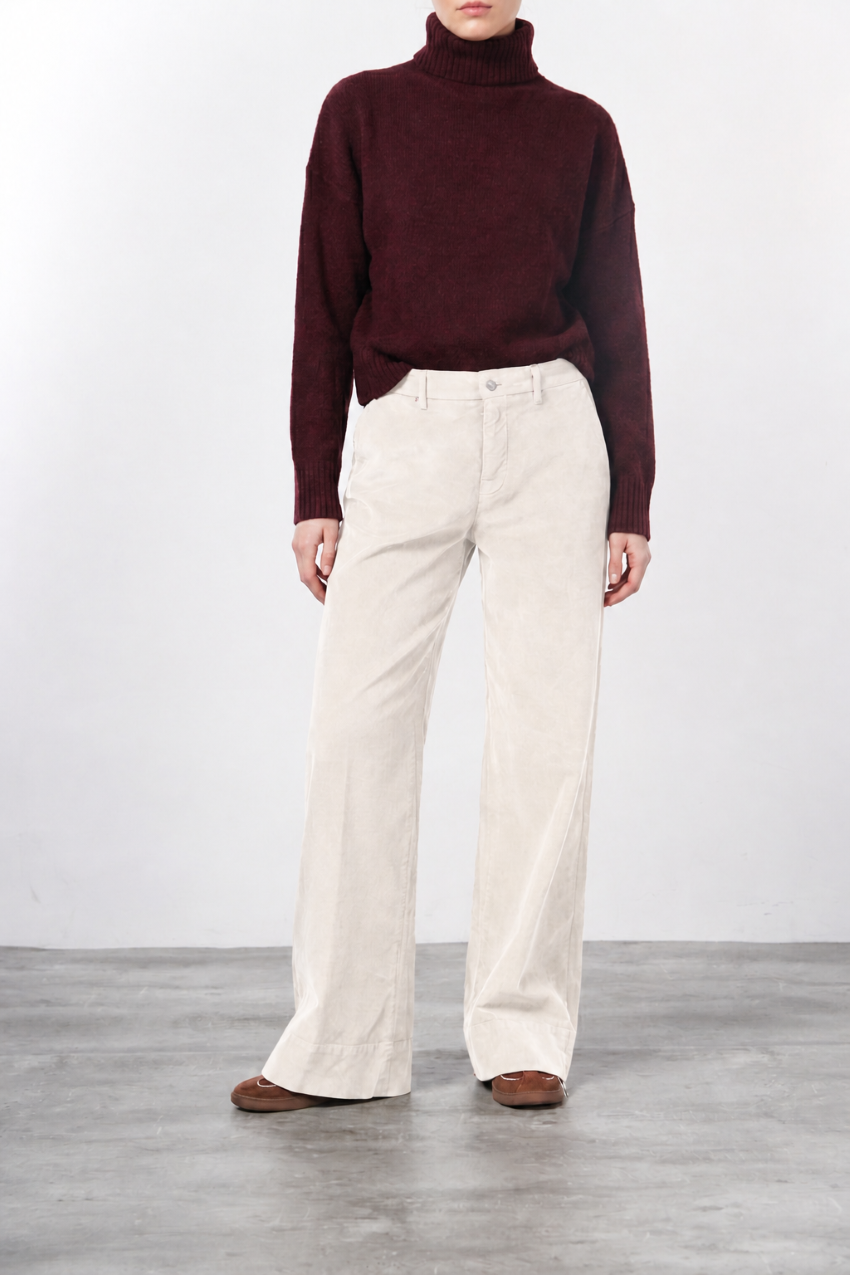 New York Studio pantalone chino donna in velluto liscio straight fit