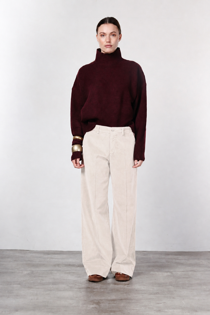 New York Studio pantalone chino donna in velluto liscio straight fit