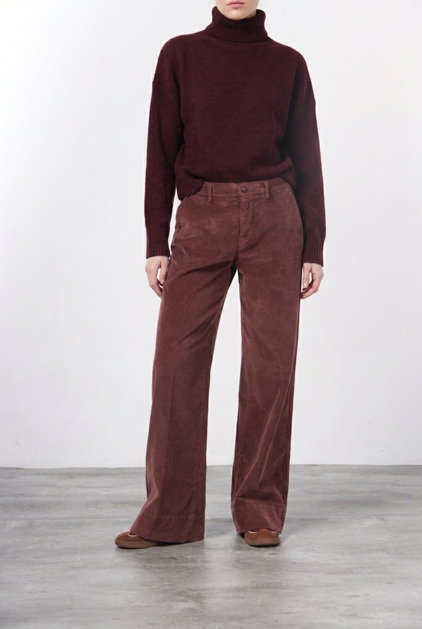 New York Studio pantalone chino donna in velluto liscio straight fit