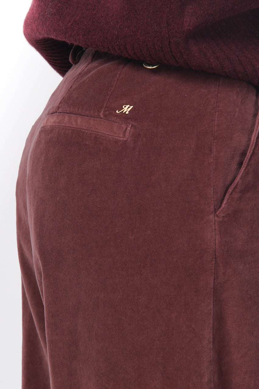New York Studio women’s chino trousers in smooth velvet, straight fit