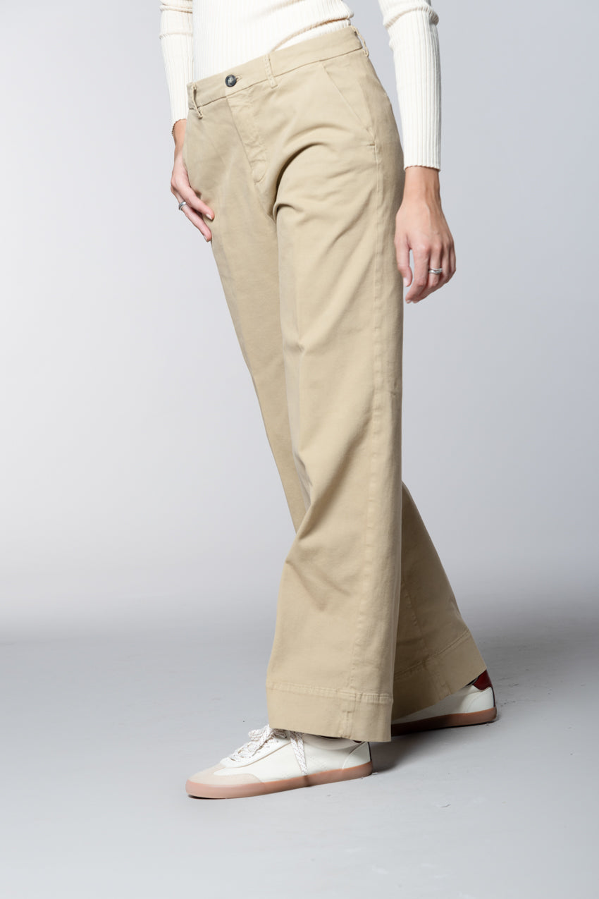 New York Studio pantalon chino femme en mélange coton-laine coupe wide leg