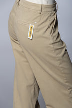 New York Studio pantalon chino femme en mélange coton-laine coupe wide leg