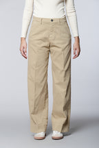 New York Studio pantalon chino femme en mélange coton-laine coupe wide leg