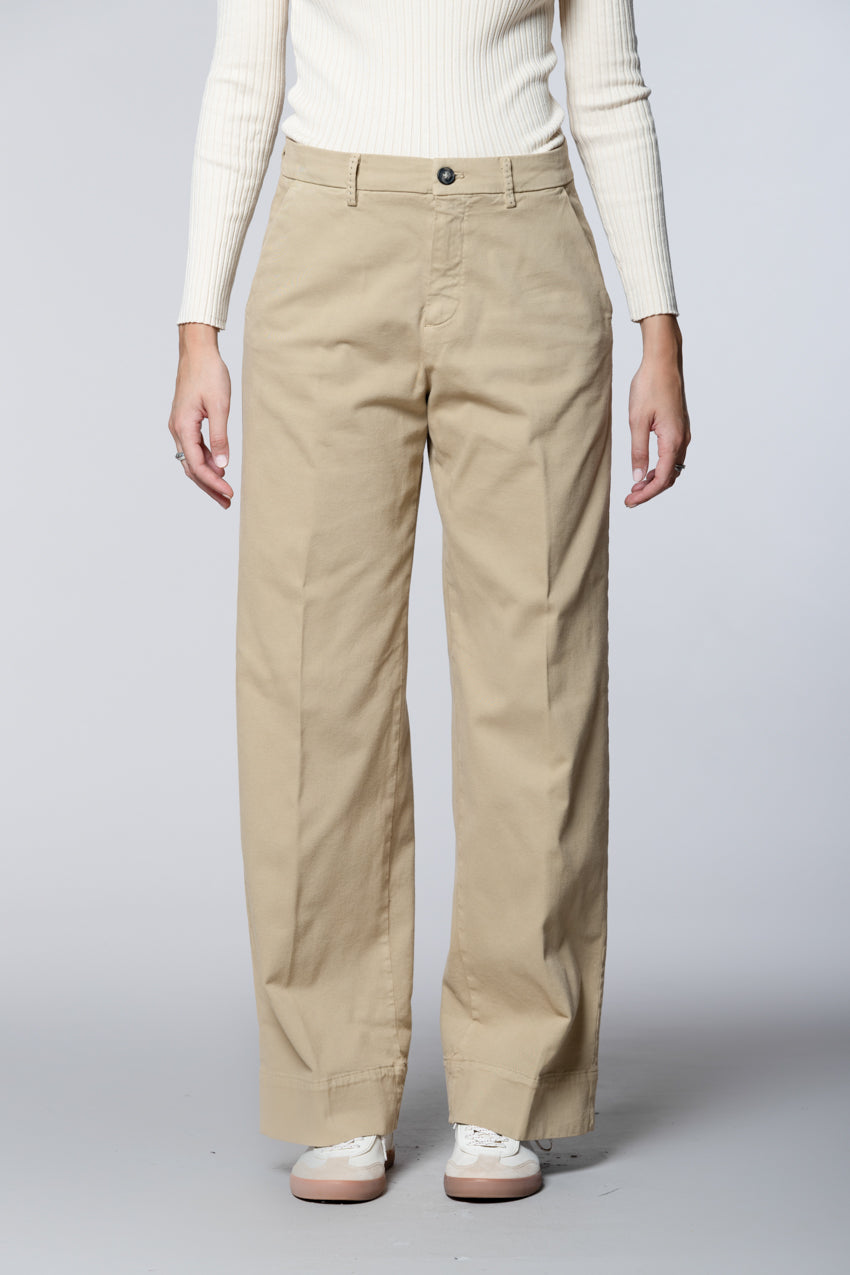 New York Studio pantalone chino donna in cotone lana wide leg