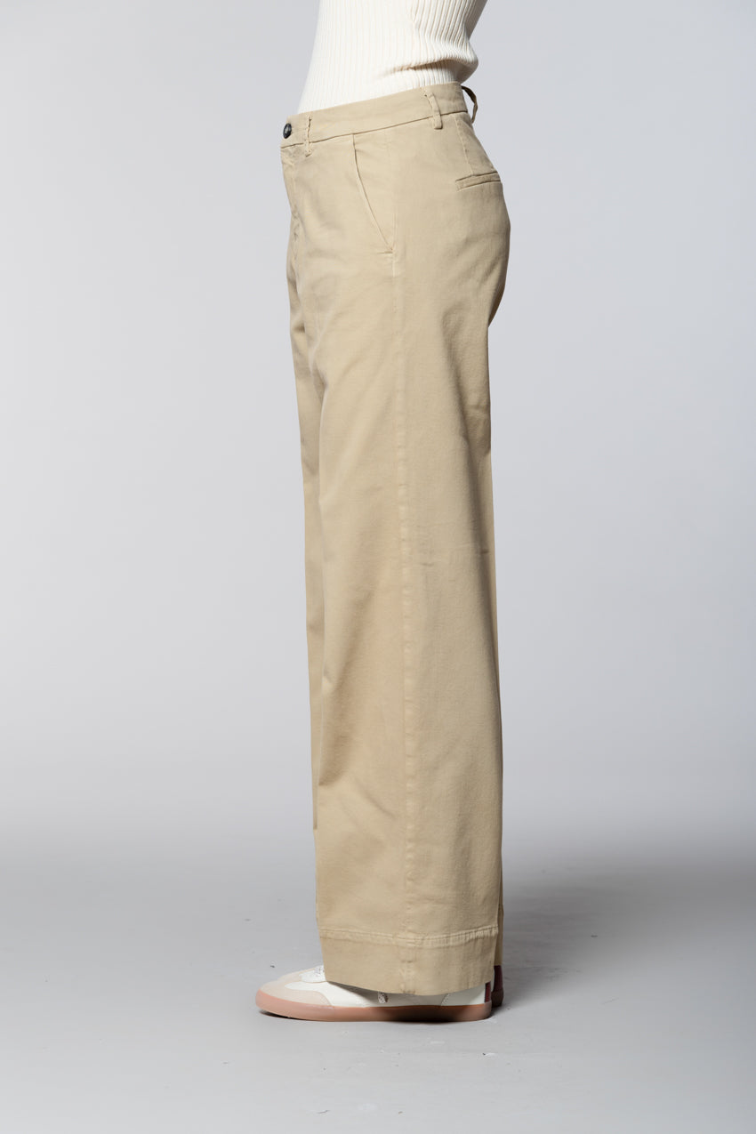 New York Studio pantalon chino femme en mélange coton-laine coupe wide leg