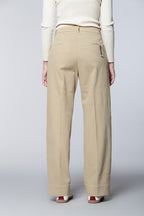 New York Studio pantalon chino femme en mélange coton-laine coupe wide leg