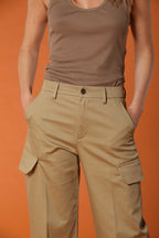 New York Studio pantalon Cargo femme en Twill de Coton wide leg