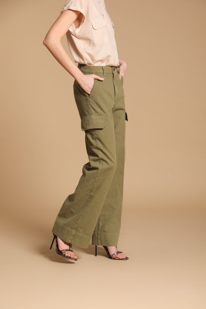 New York Studio women's Cargo Pants in slub cotton panama wide leg