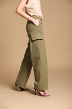 New York Studio women's Cargo Pants in slub cotton panama wide leg
