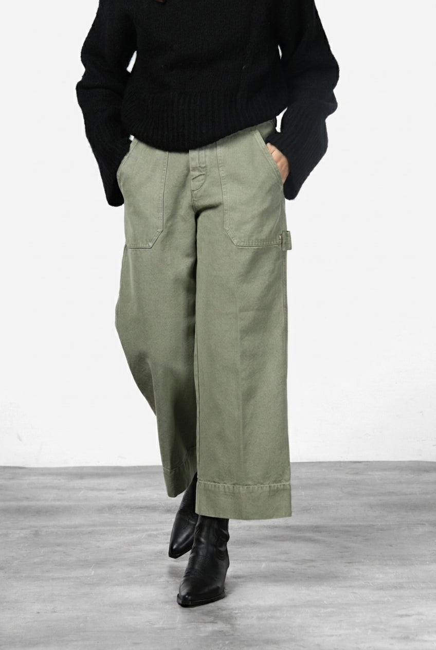 Dallas Wide Women's Chino Trousers in Canvas, Straight Fit