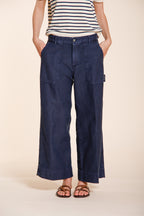 Dallas Wide pantalon cargo femme en cotton flammé straight fit