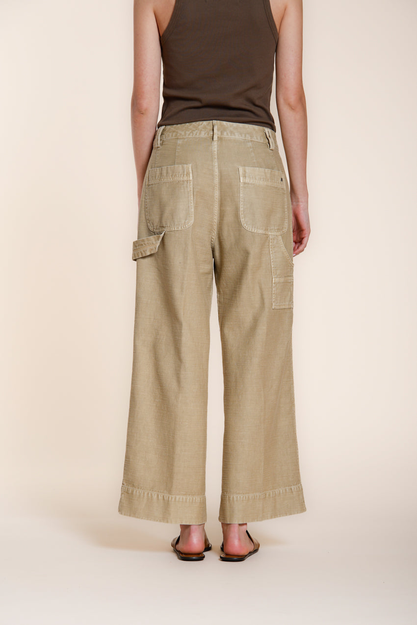 Dallas Wide pantalon cargo femme en coton flammé straight fit