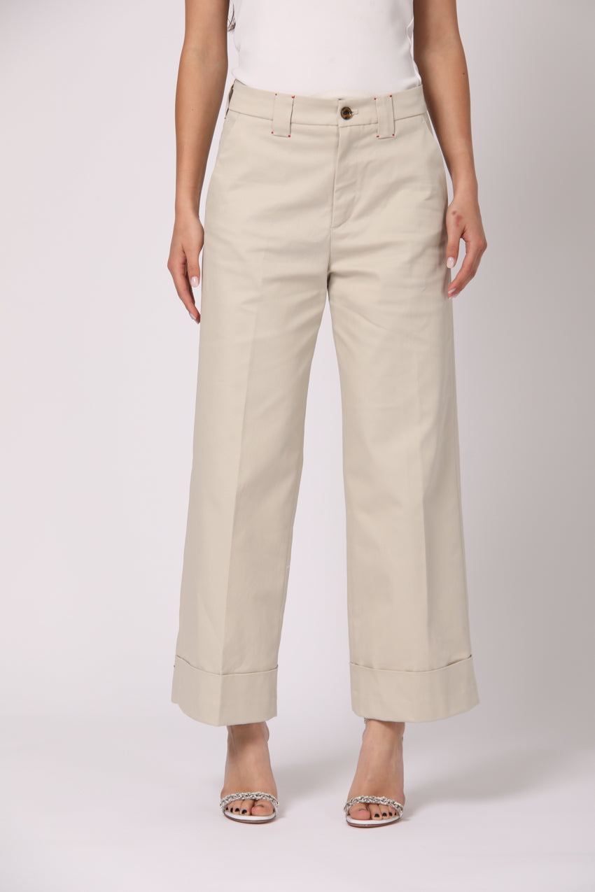 New York Studio Cropped pantalon chino femme en Twill de Coton wide leg