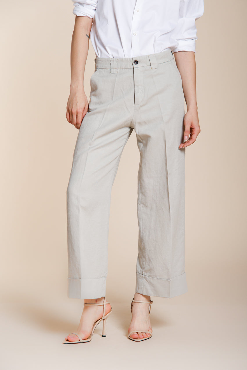 New York Studio Cropped Damen Chinohose aus Leinen und Baumwolle straight fit