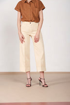 New York Studio Cropped Hose Chino Damen aus Leinen und Baumwolle straight fit