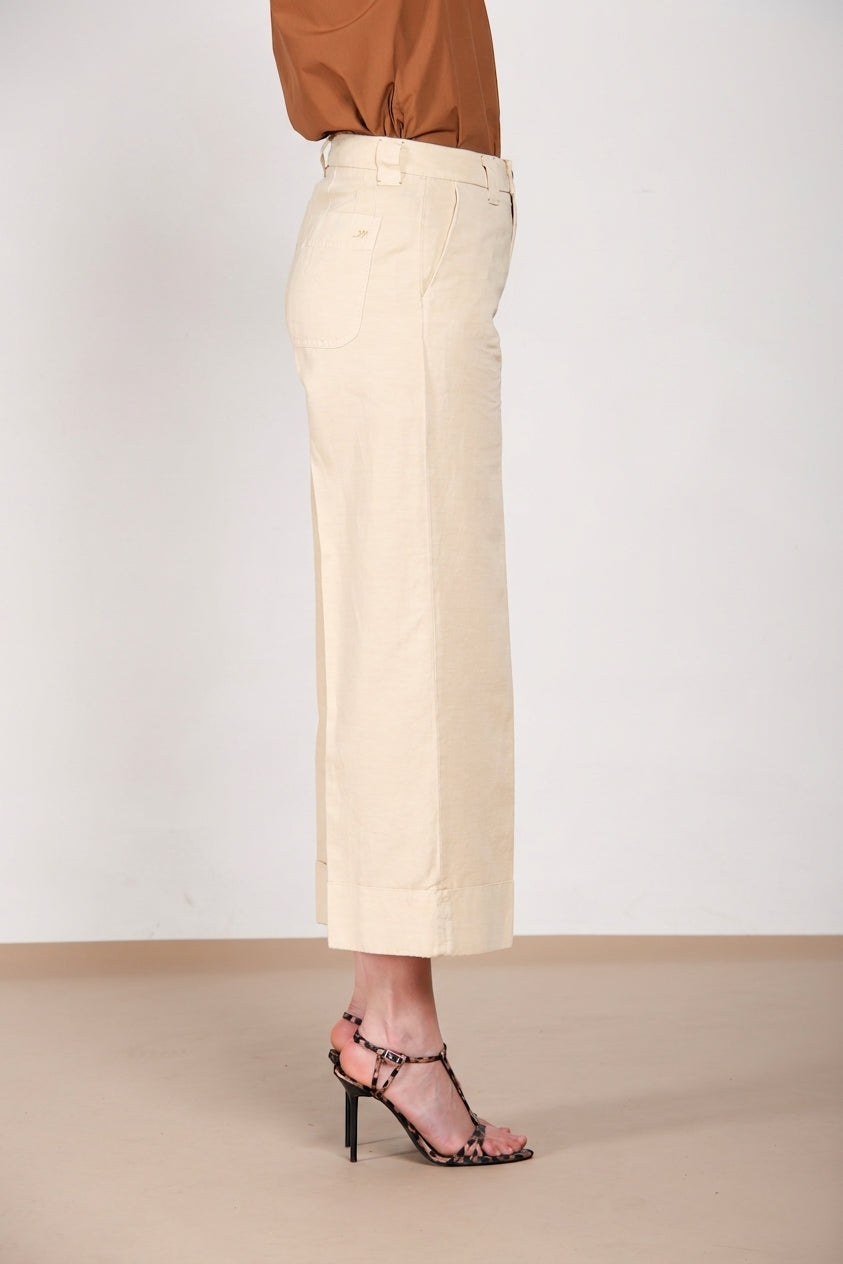 New York Studio Cropped Hose Chino Damen aus Leinen und Baumwolle straight fit