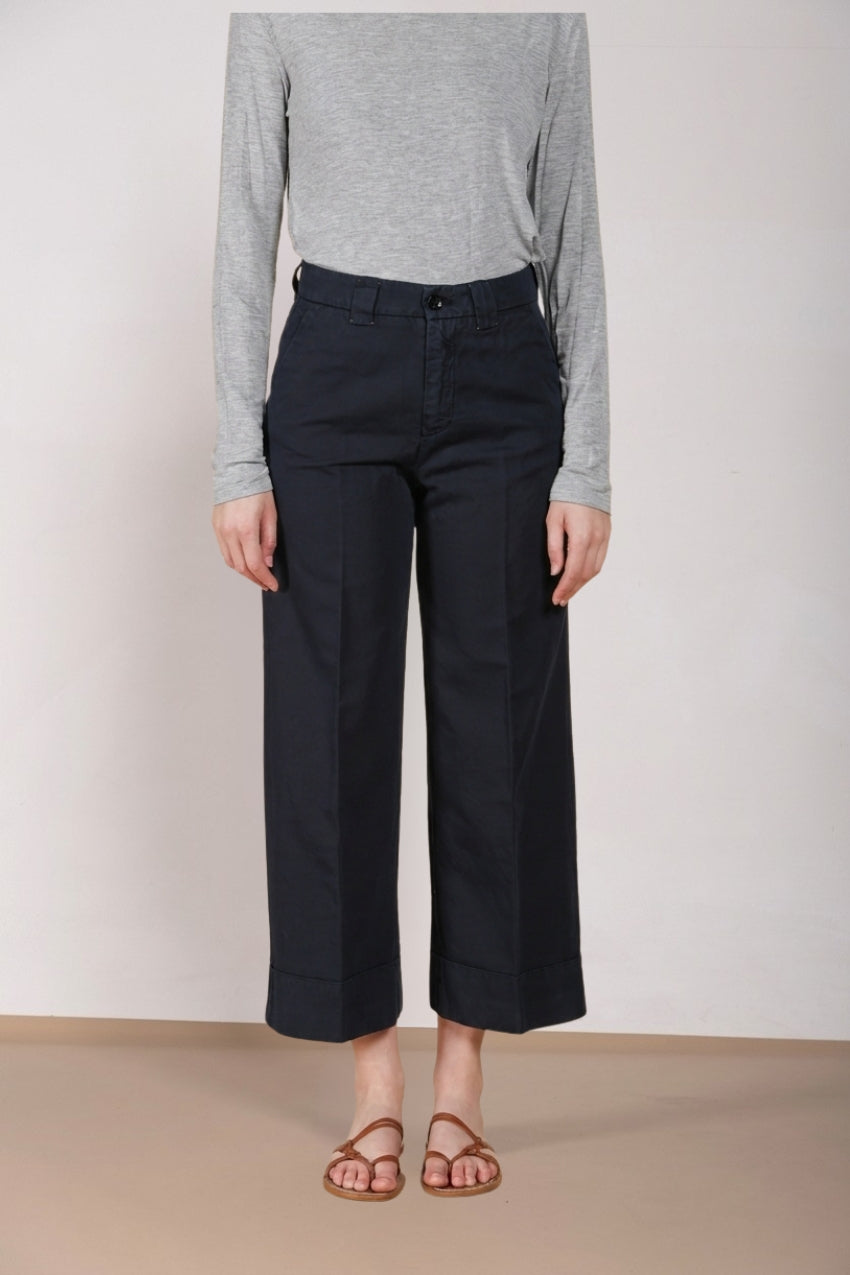 New York Studio Cropped pantalon chino femme en lin et coton straight fit