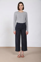 New York Studio Cropped pantalon chino femme en lin et coton straight fit