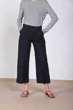 New York Studio Cropped pantalon chino femme en lin et coton straight fit