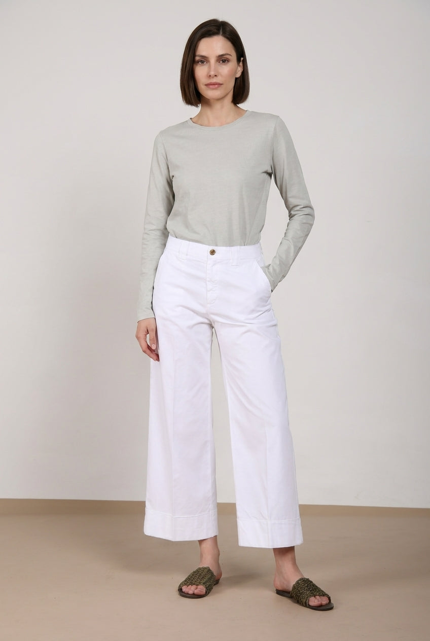 New York Studio Cropped pantalon chino femme en gabardine straight fit