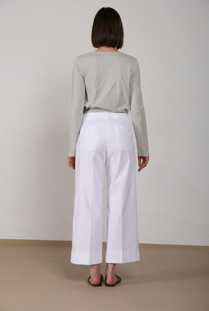 New York Studio Cropped pantalon chino femme en gabardine straight fit