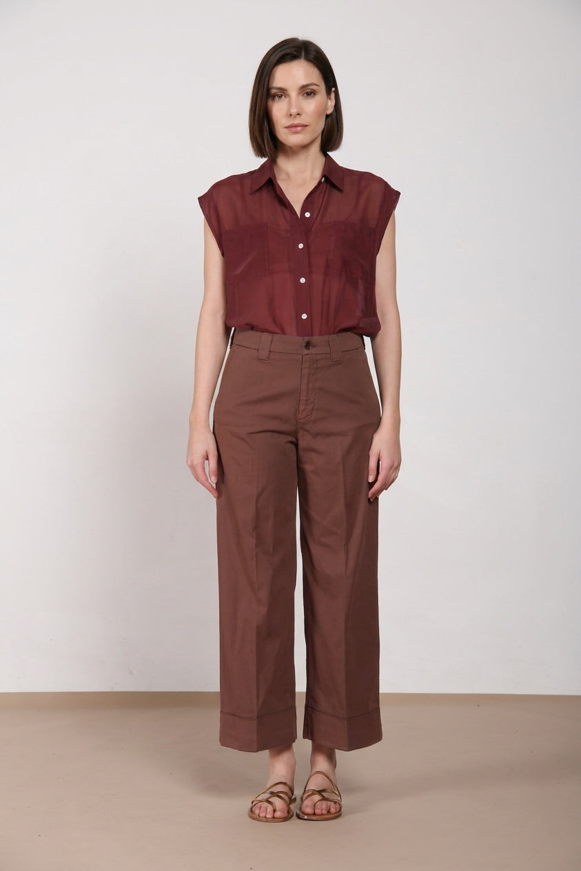 New York Studio Cropped Hose Chino Damen aus Gabardine straight fit