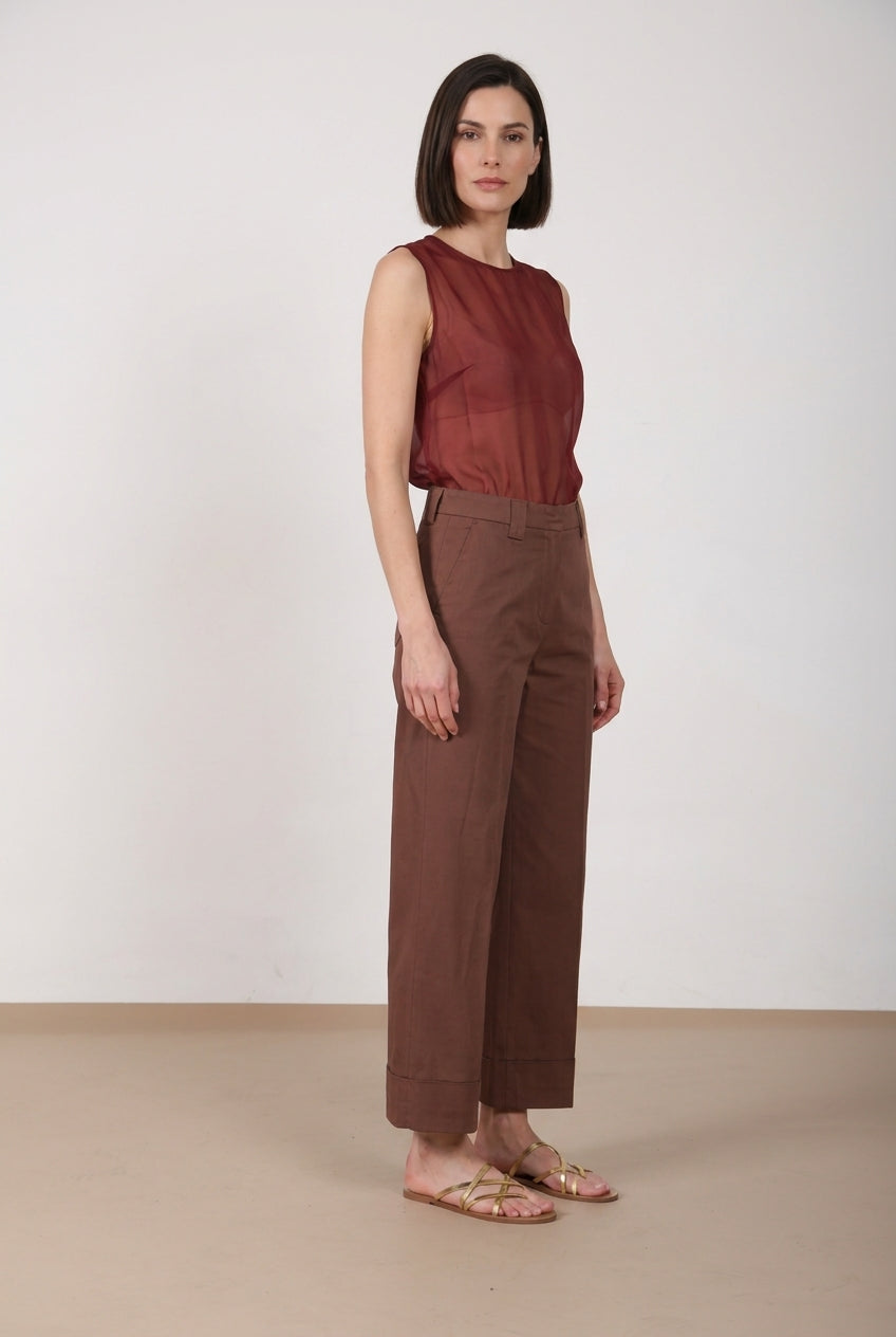 New York Studio Cropped Hose Chino Damen aus Gabardine straight fit